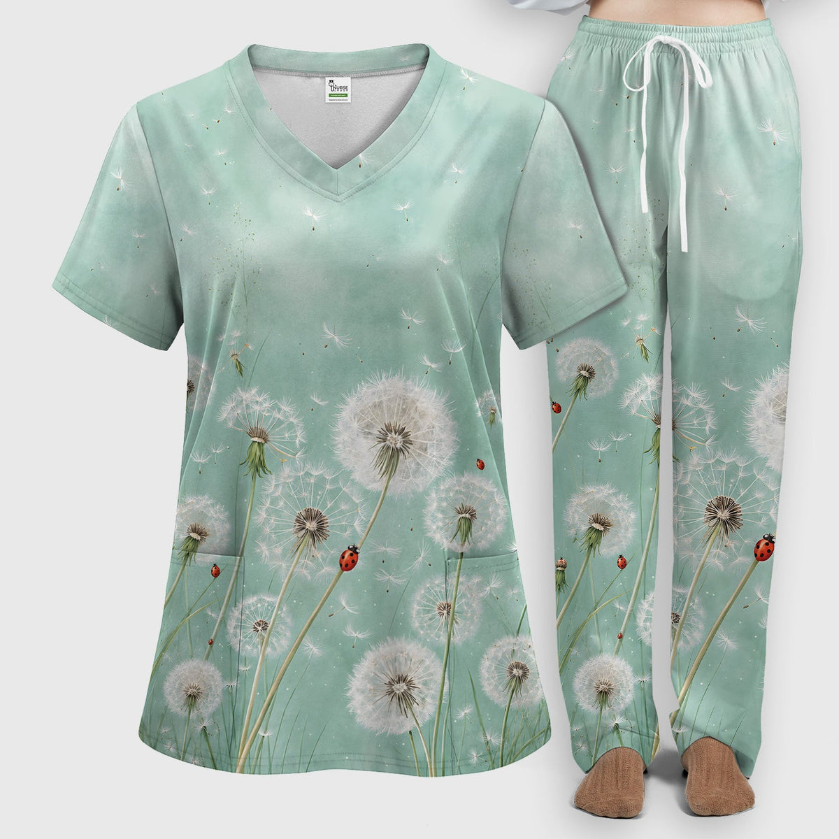 Dandelion Wishes Ladybug Nurse Scrub Set
