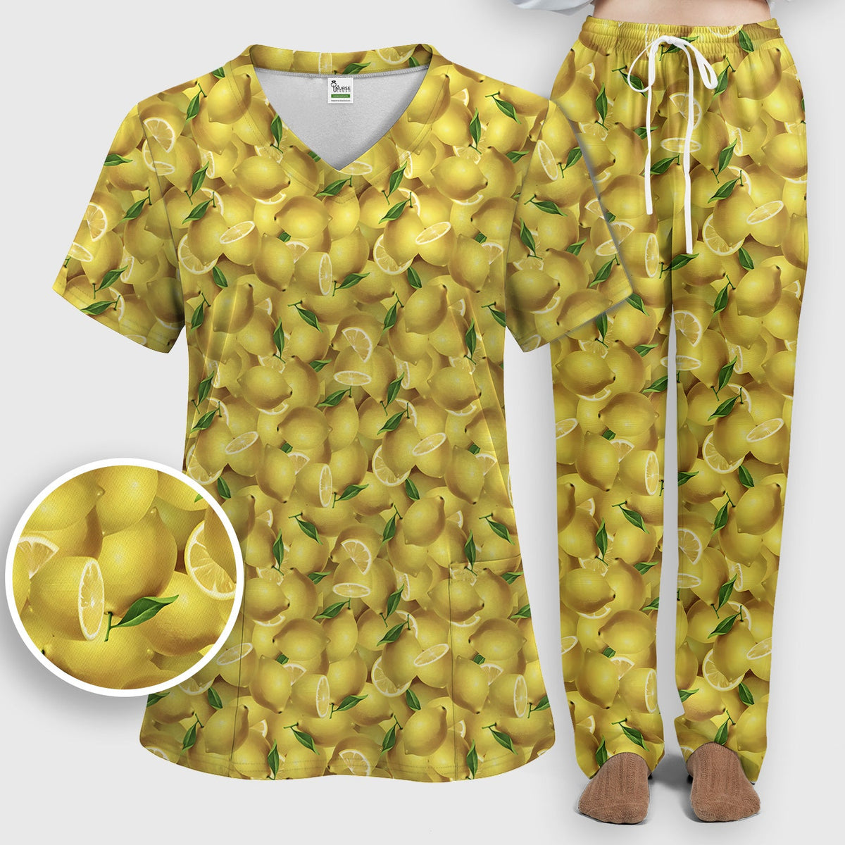 Fresh Lemon Nurse Scrub Set