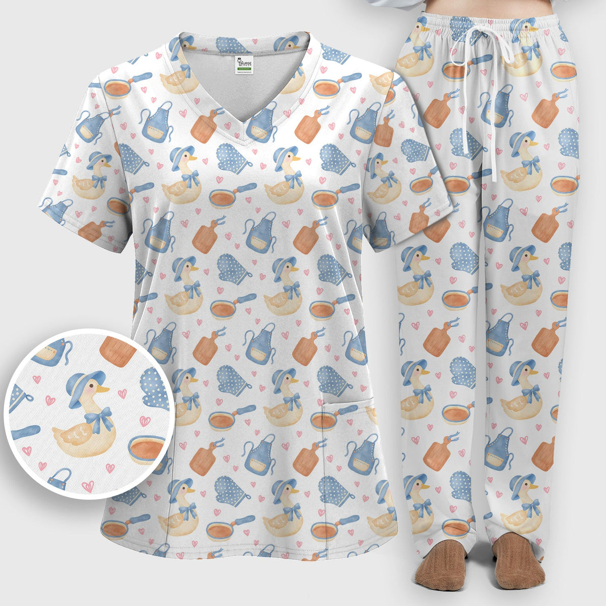 Duck Apron Kitchen Utensil Nurse Scrub Set