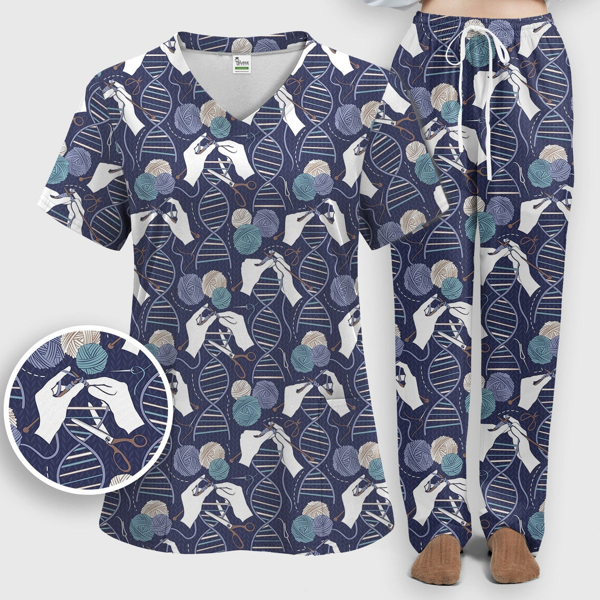 DNA Helix Yarn Nurse Scrub Set