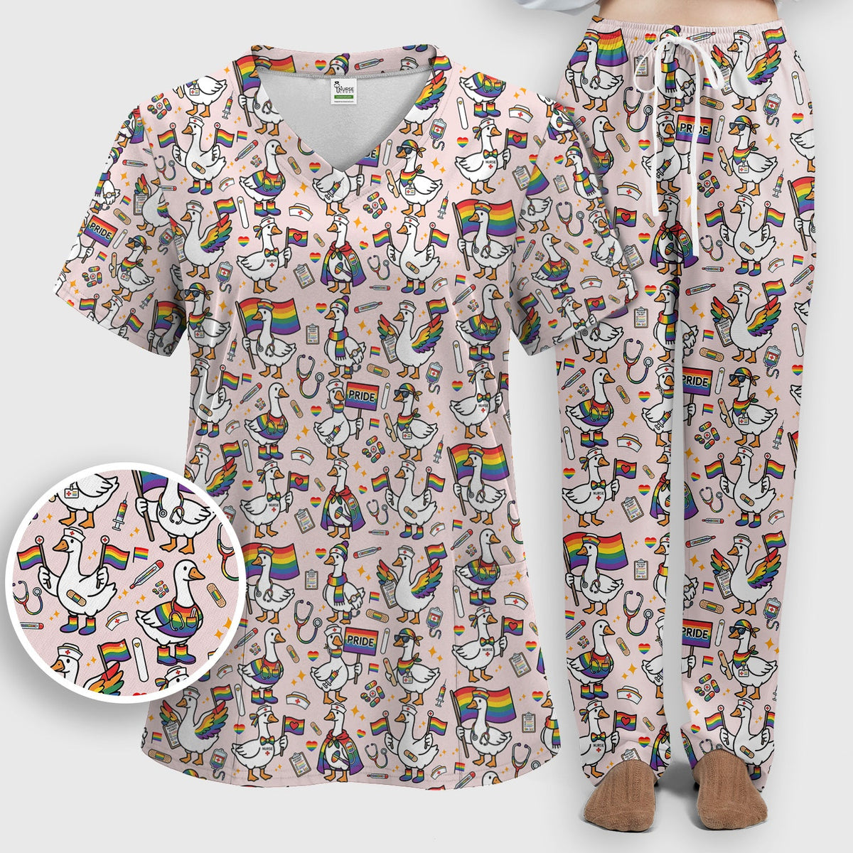 LGBT Pride Nurse Duck Scrub Set