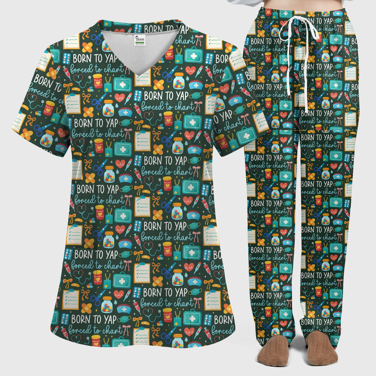 Born To Yap Medical Tools Nurse Scrub Set