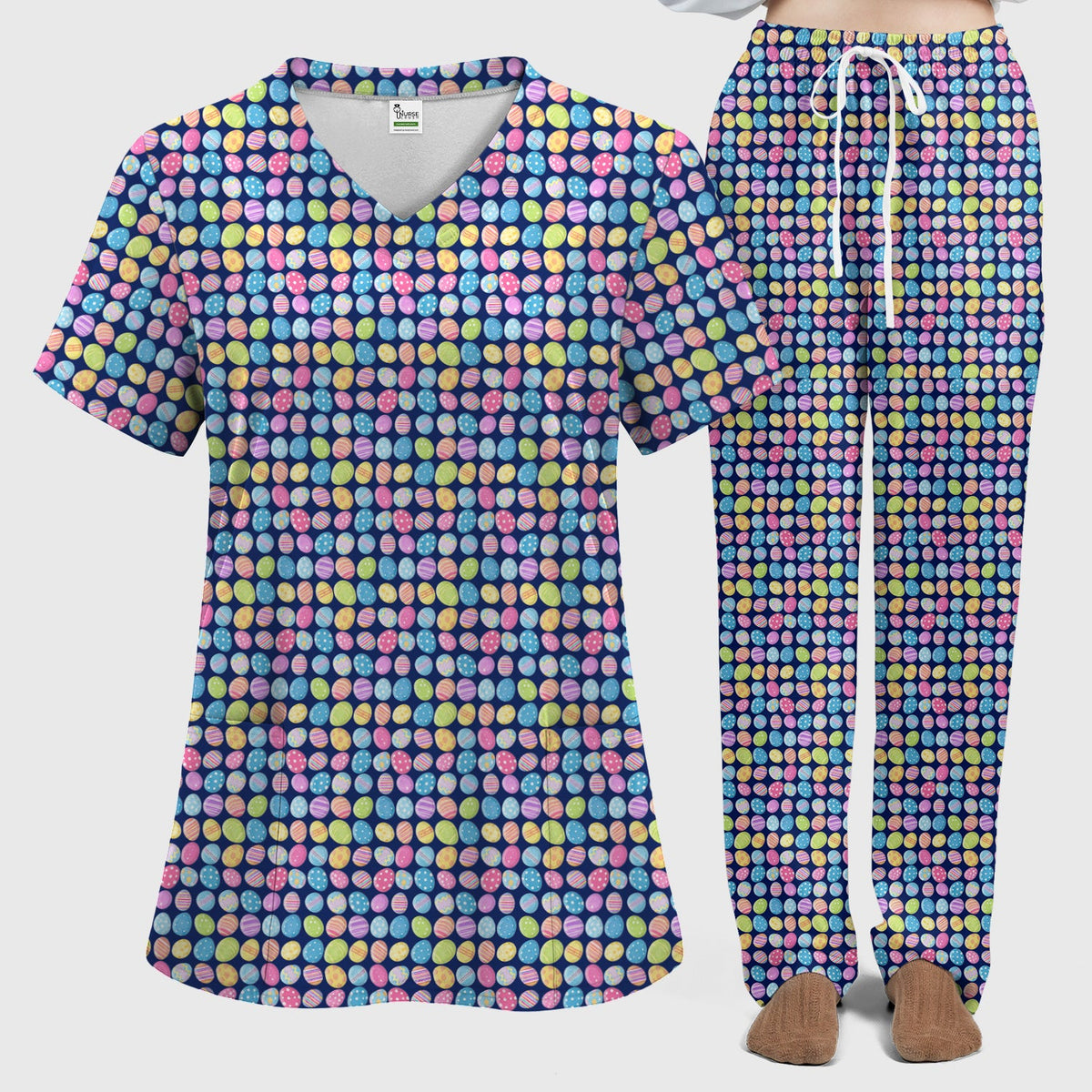 Colorful Easter Eggs Nurse Scrub Set