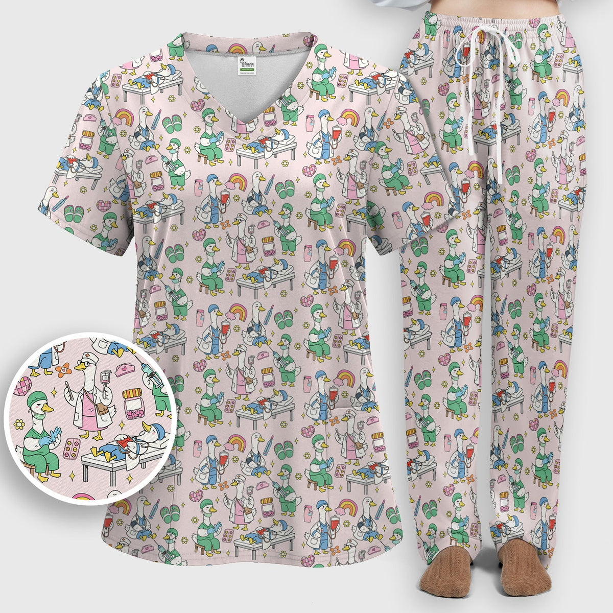 Duck Medical Doodle Nurse Scrub Set