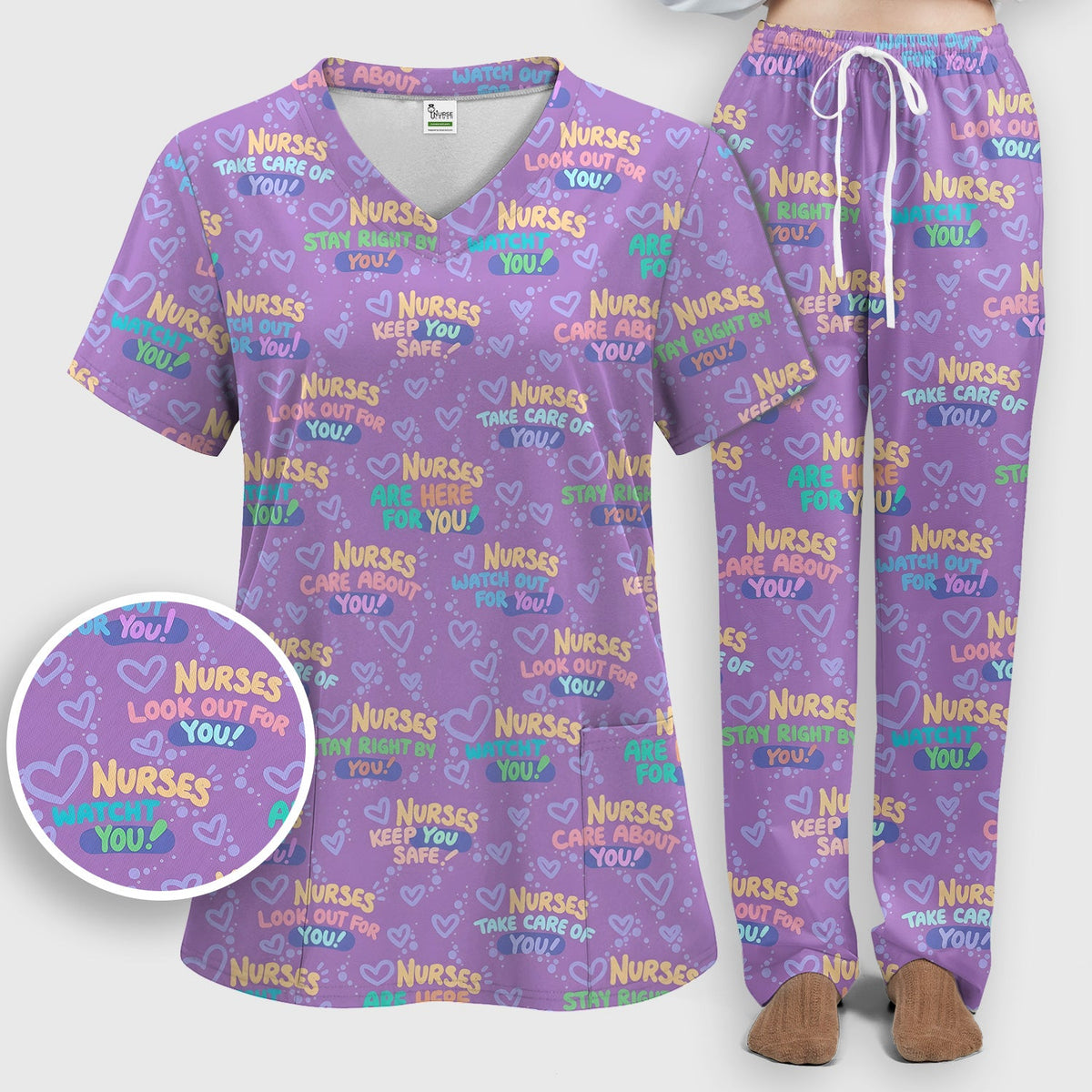 Nurse Quote Care Message Scrub Set