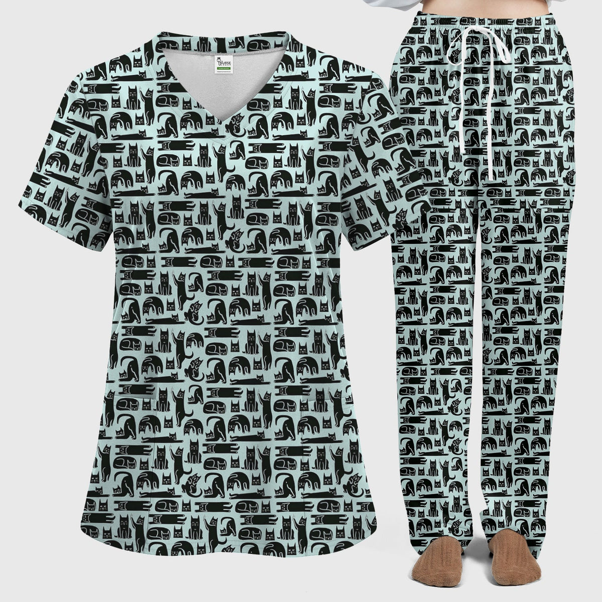 Funny Cat Poses Nurse Scrub Set