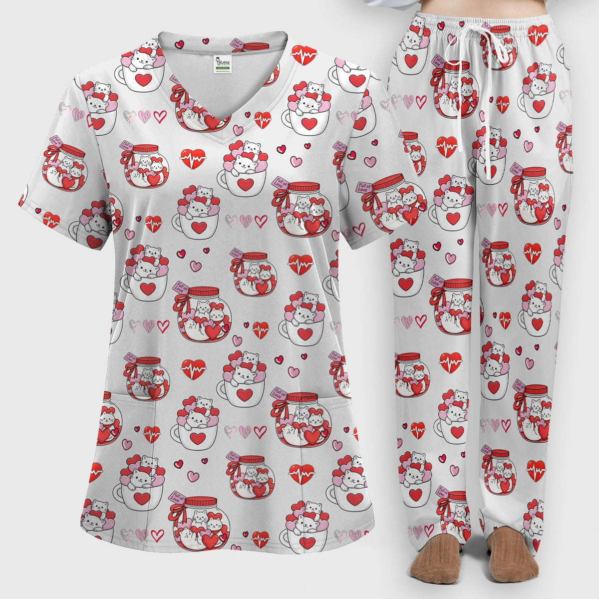 Cat Nurse Scrub Set - Valentines Day Gift
