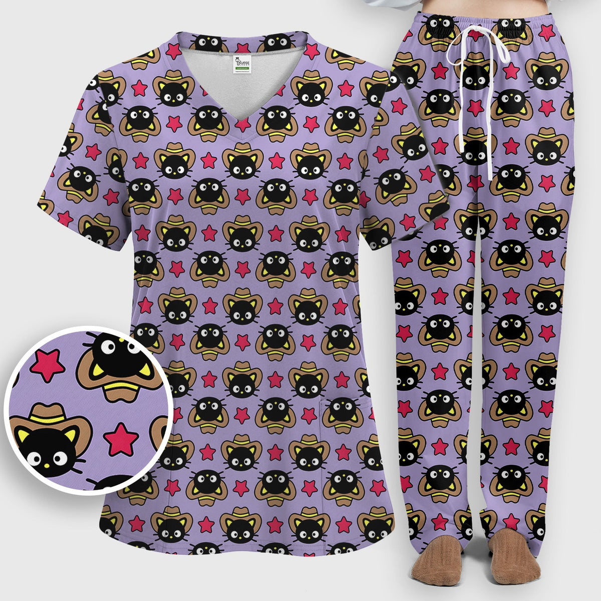 Cowboy Cat Nurse Scrub Set