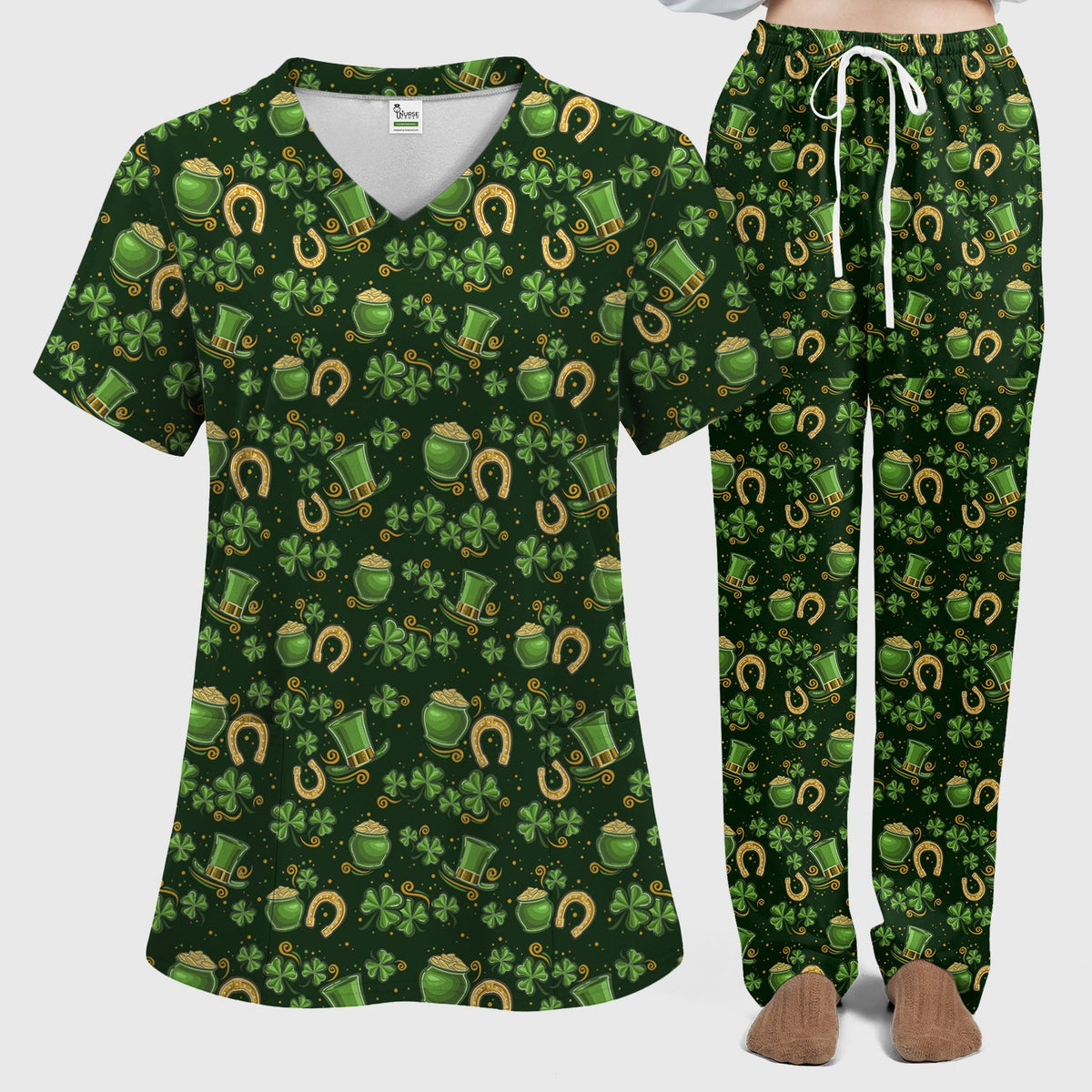 St Patrick Shamrock Nurse Scrub Set