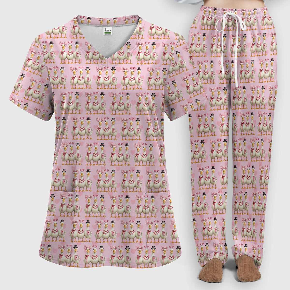 Goose Heart Nurse Scrub Set - Valentines Day Gift