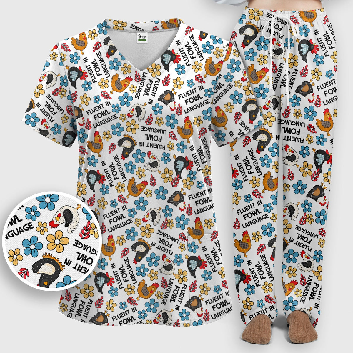 Fluent In Fowl Language Nurse Scrub Set