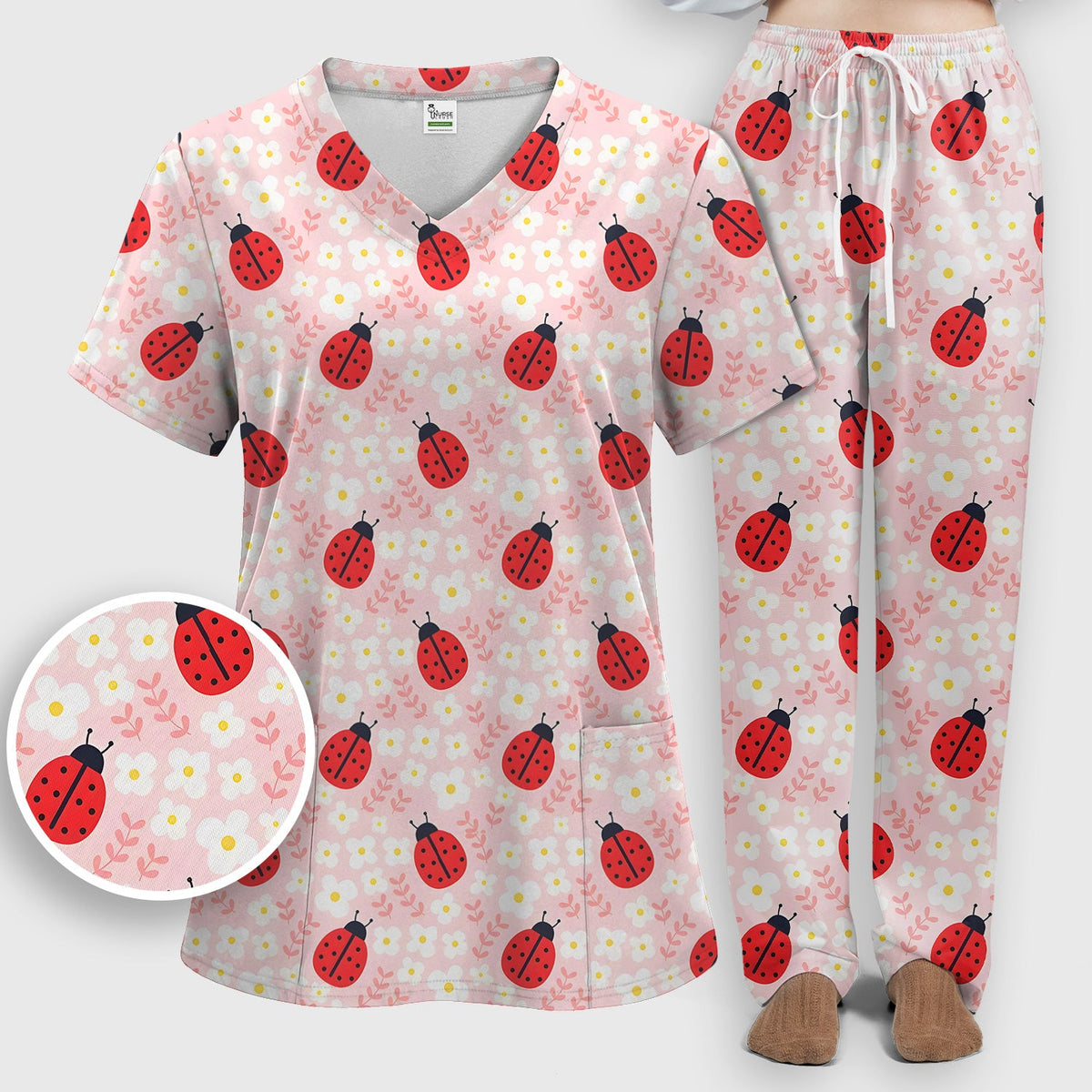 Ladybug Blossom Nurse Scrub Set
