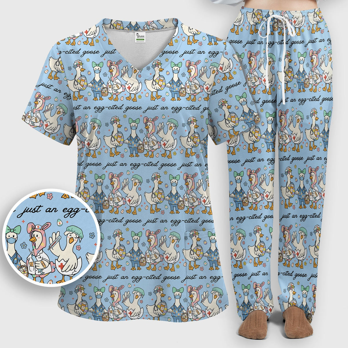 Easter Goose Nurse Scrub Set