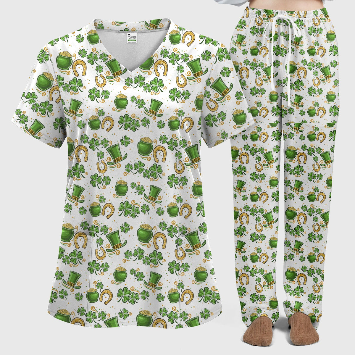 St Patrick Shamrock Nurse Scrub Set