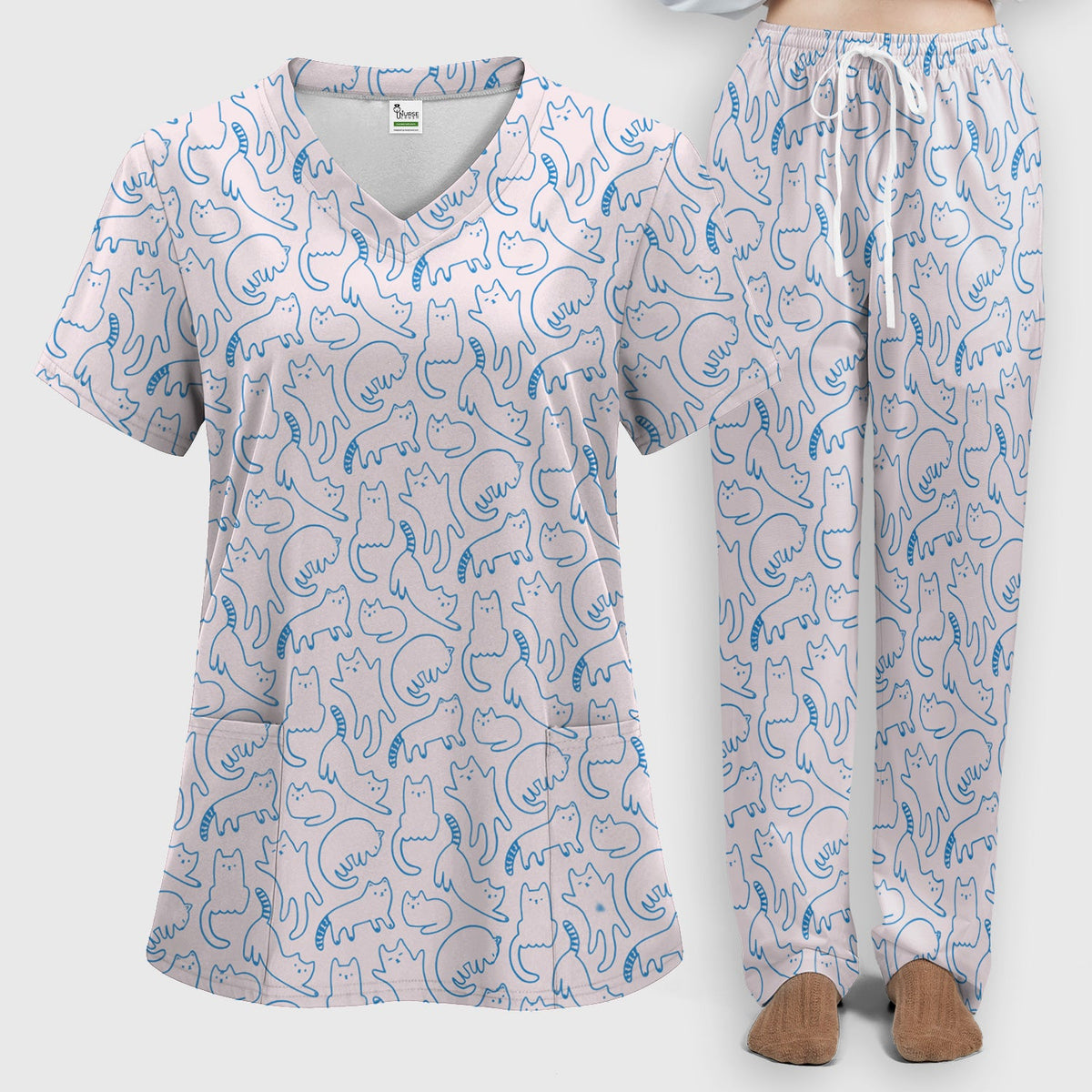 Artistic Cat Nurse Scrub Set