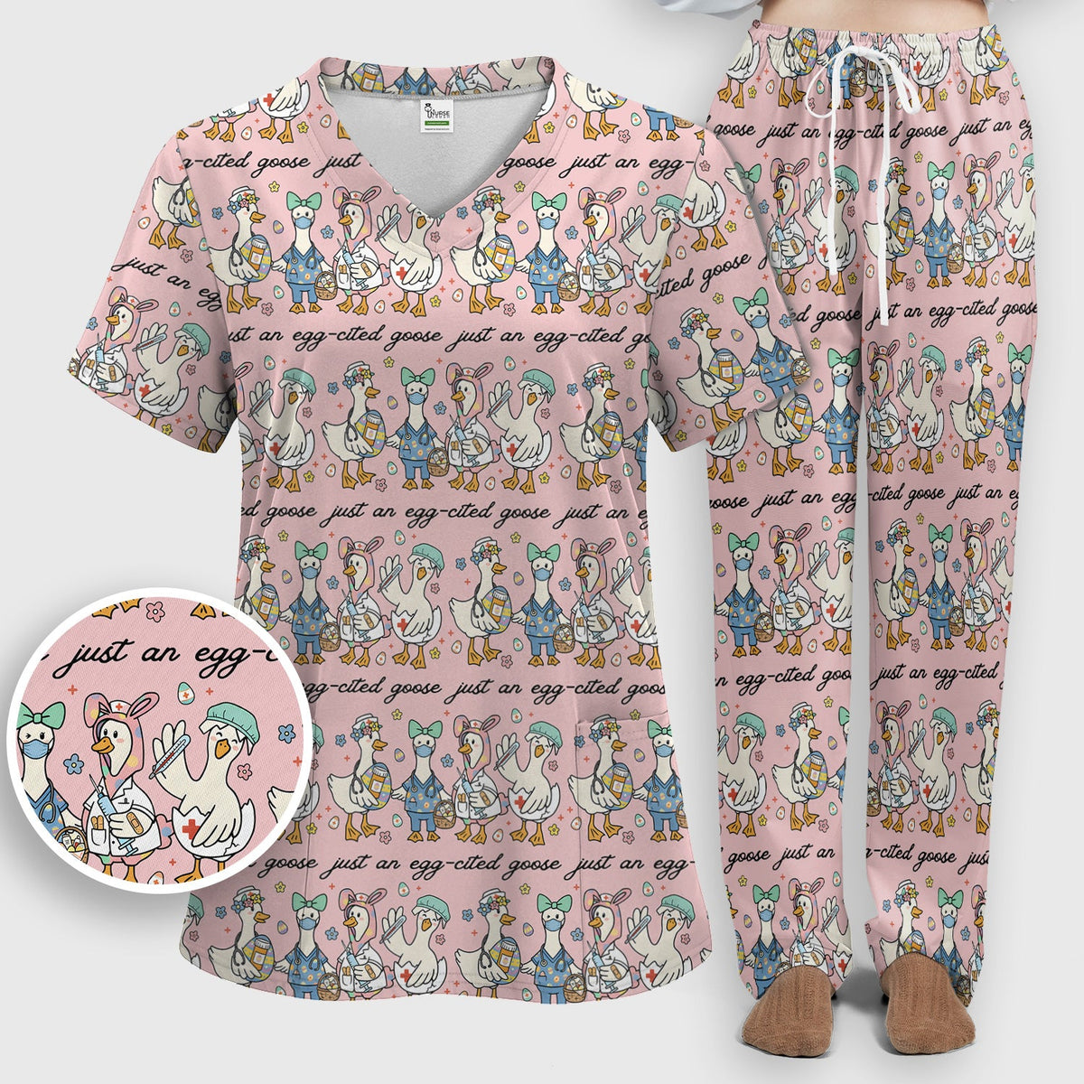 Easter Goose Nurse Scrub Set