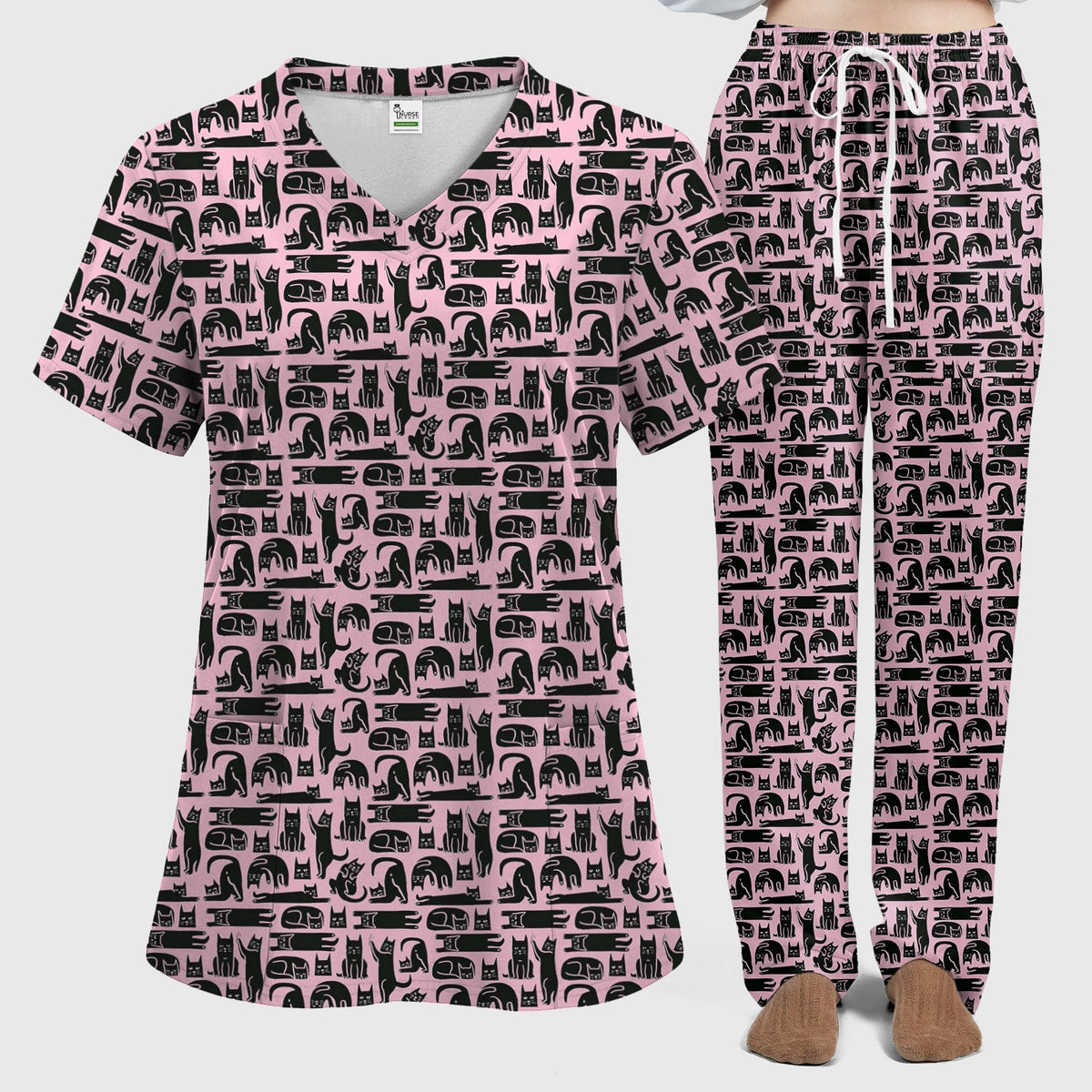 Funny Cat Poses Nurse Scrub Set