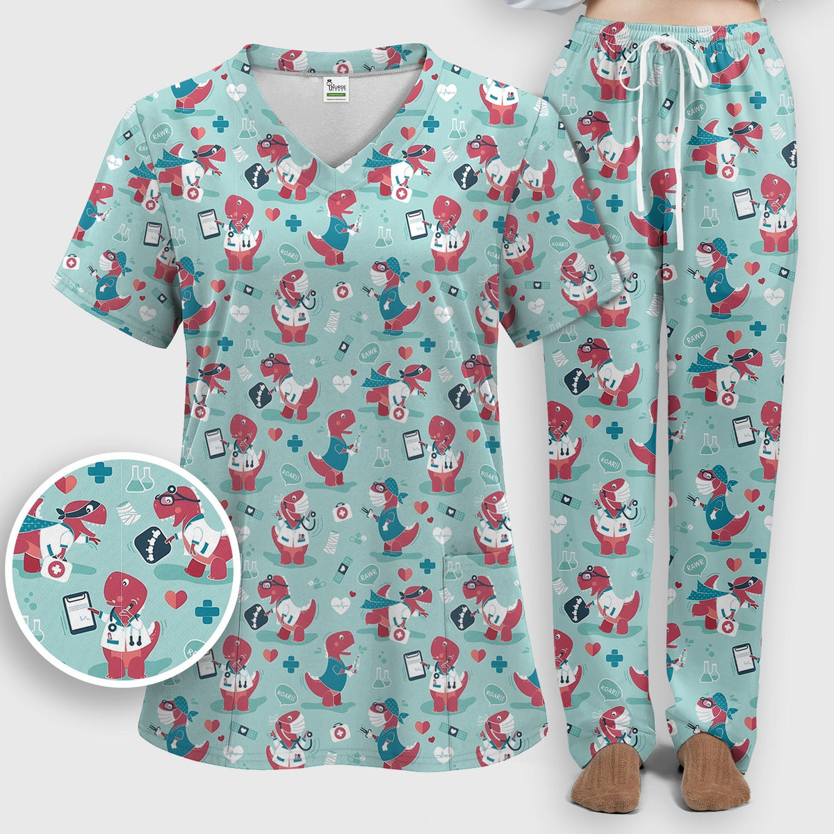 Dinosaur Doctor Nurse Scrub Set
