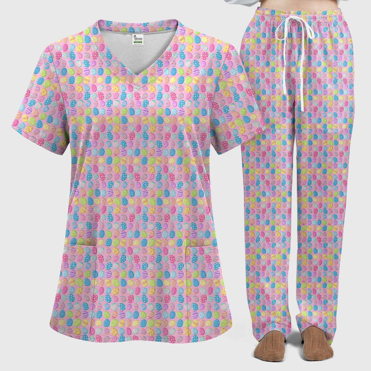 Colorful Easter Eggs Nurse Scrub Set