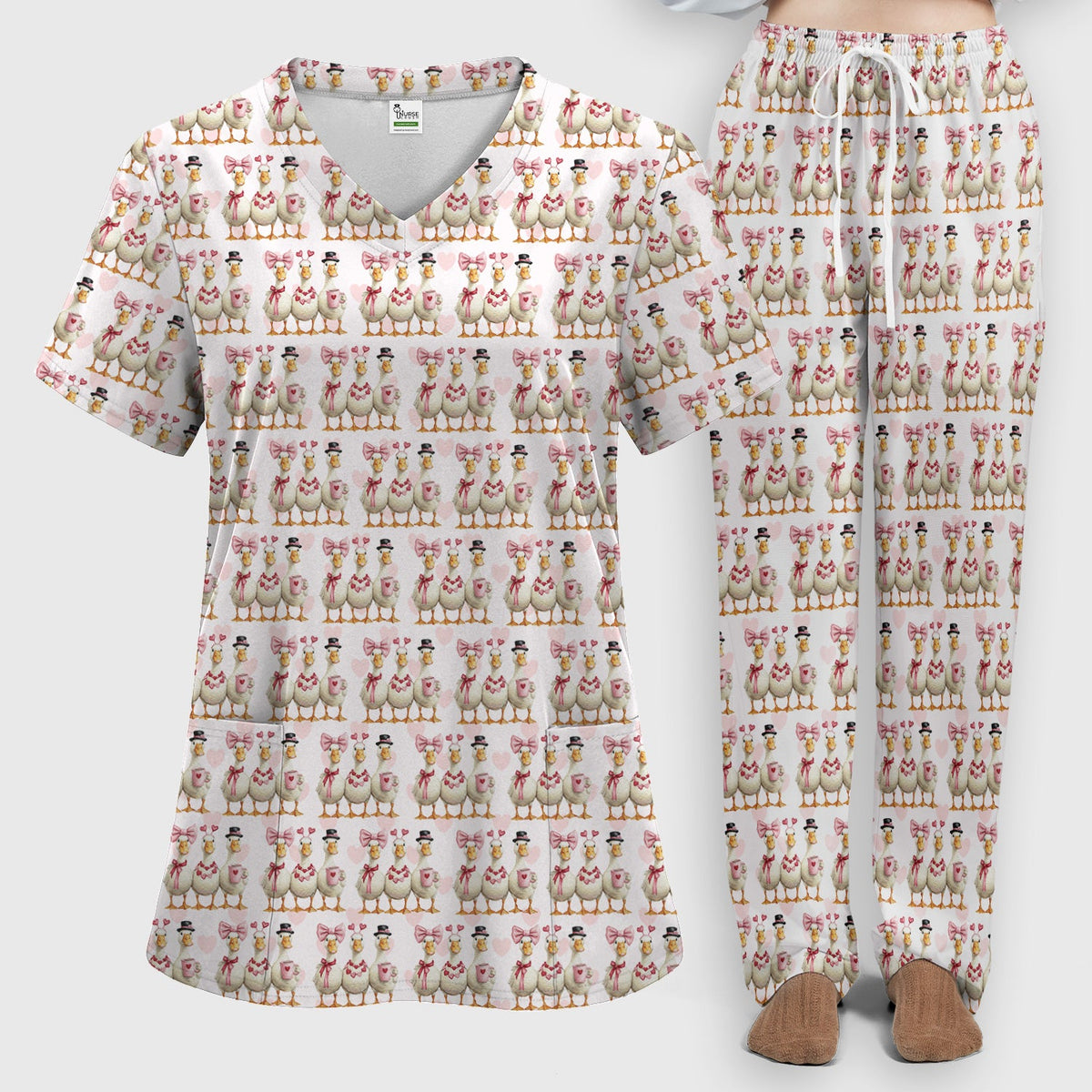 Goose Heart Nurse Scrub Set - Valentines Day Gift