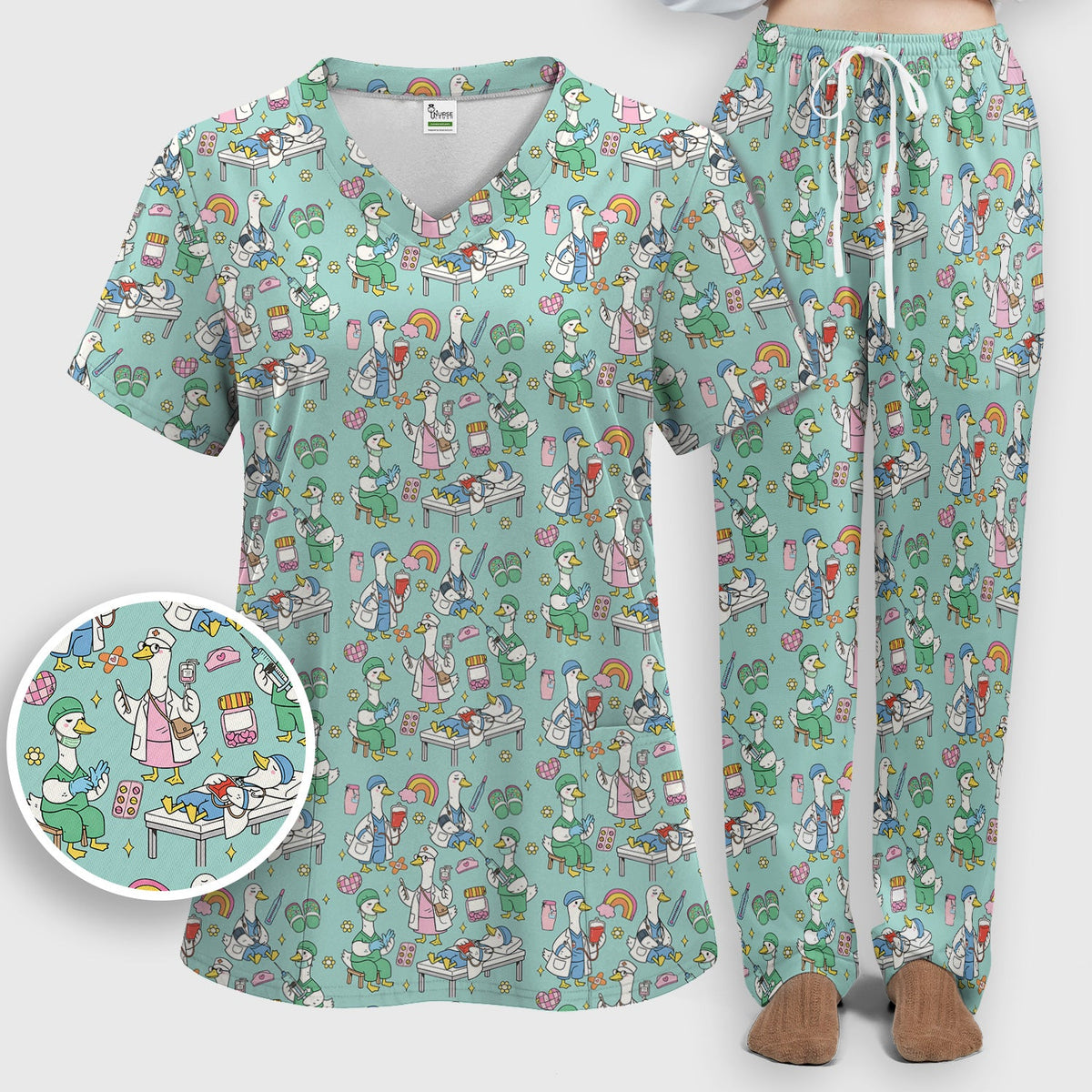 Duck Medical Doodle Nurse Scrub Set