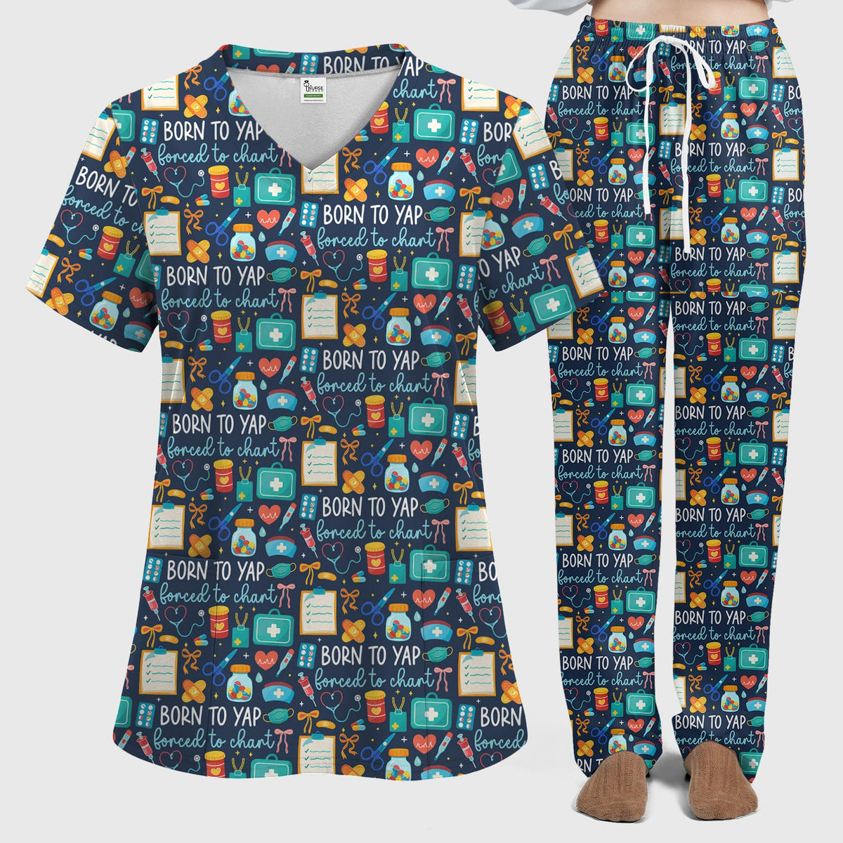 Born To Yap Medical Tools Nurse Scrub Set
