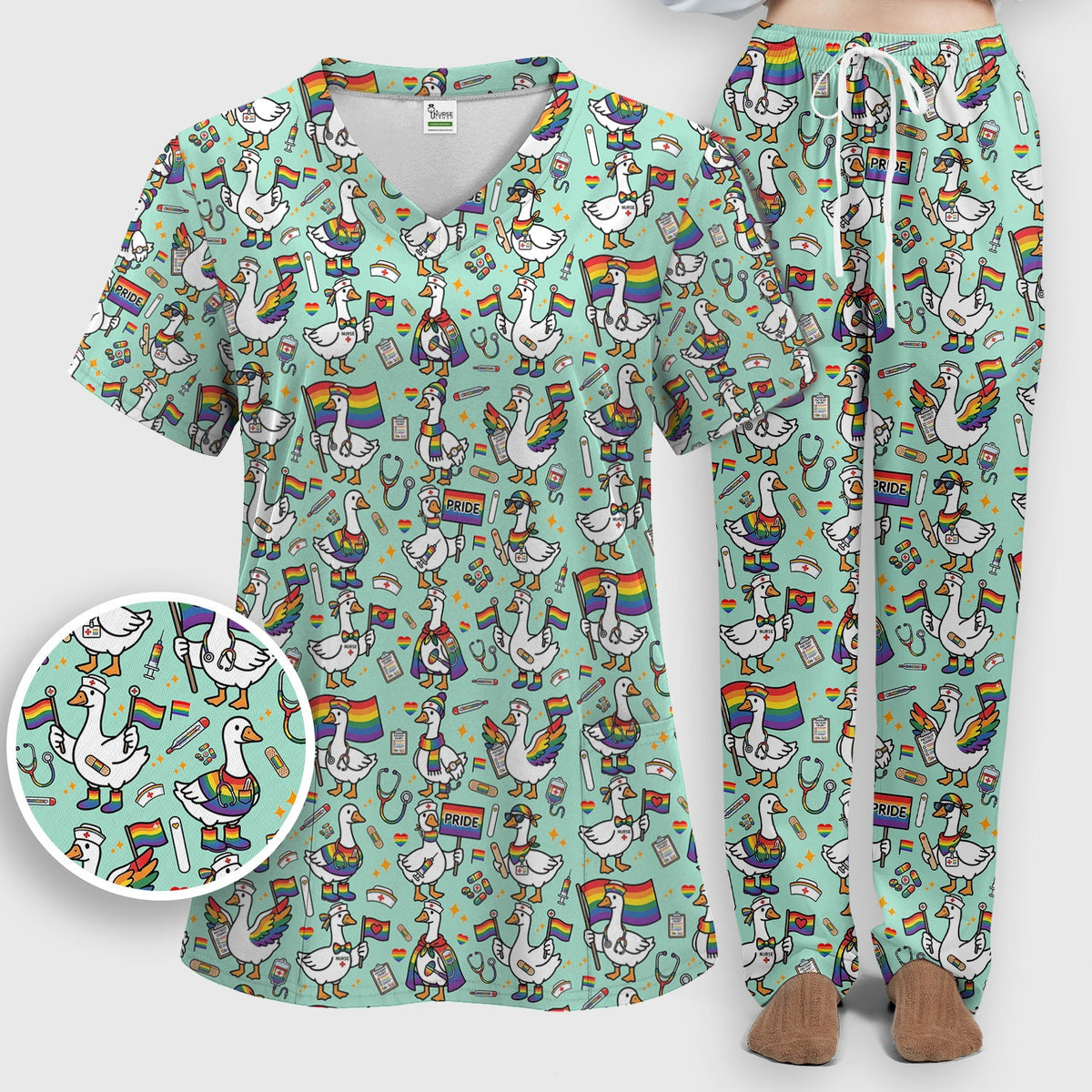 LGBT Pride Nurse Duck Scrub Set