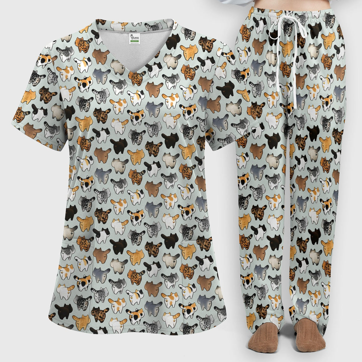 Cat Butt Nurse Scrub Set