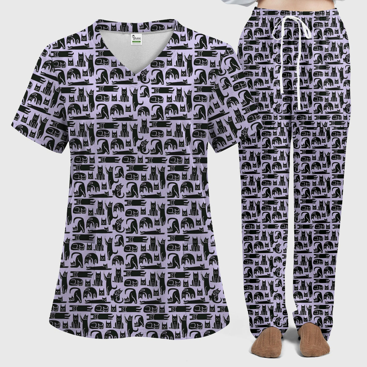 Funny Cat Poses Nurse Scrub Set