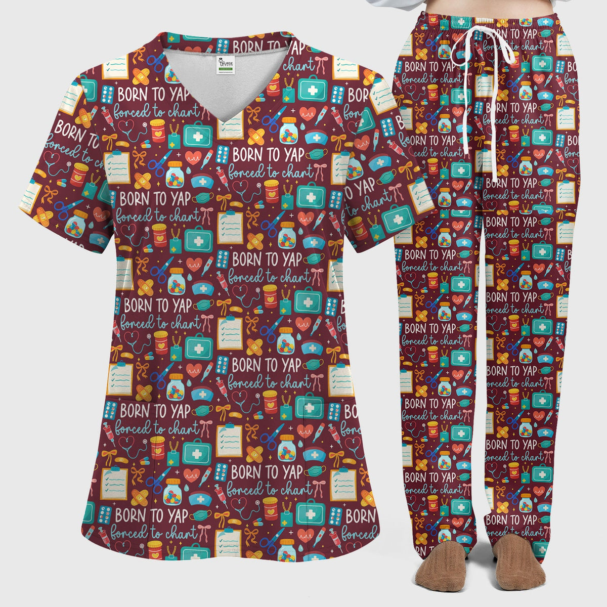 Born To Yap Medical Tools Nurse Scrub Set