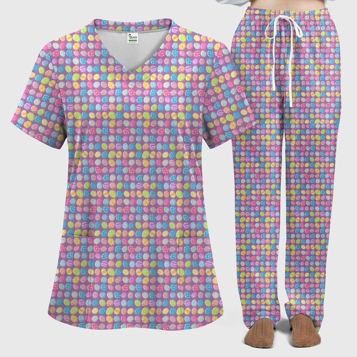 Colorful Easter Eggs Nurse Scrub Set