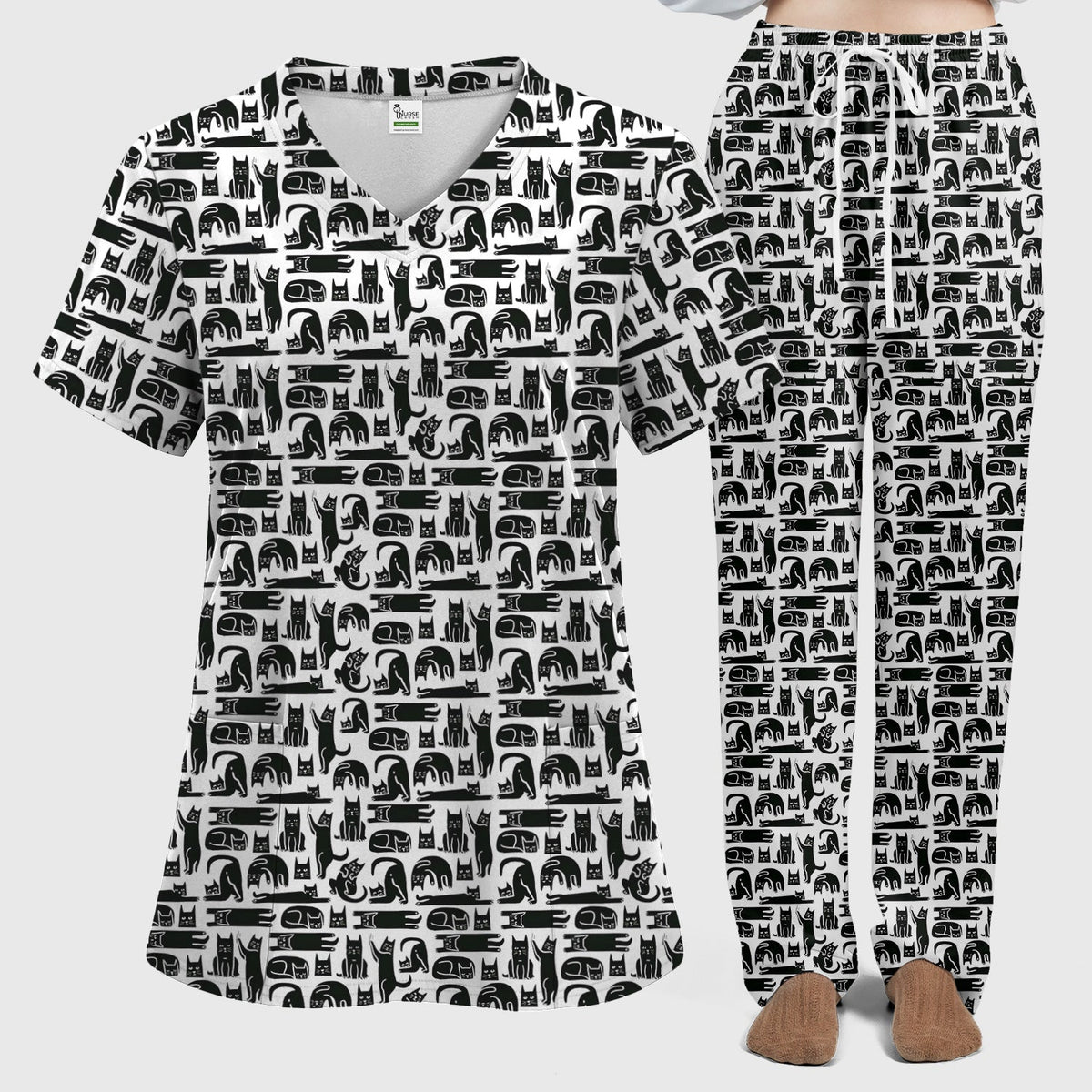Funny Cat Poses Nurse Scrub Set