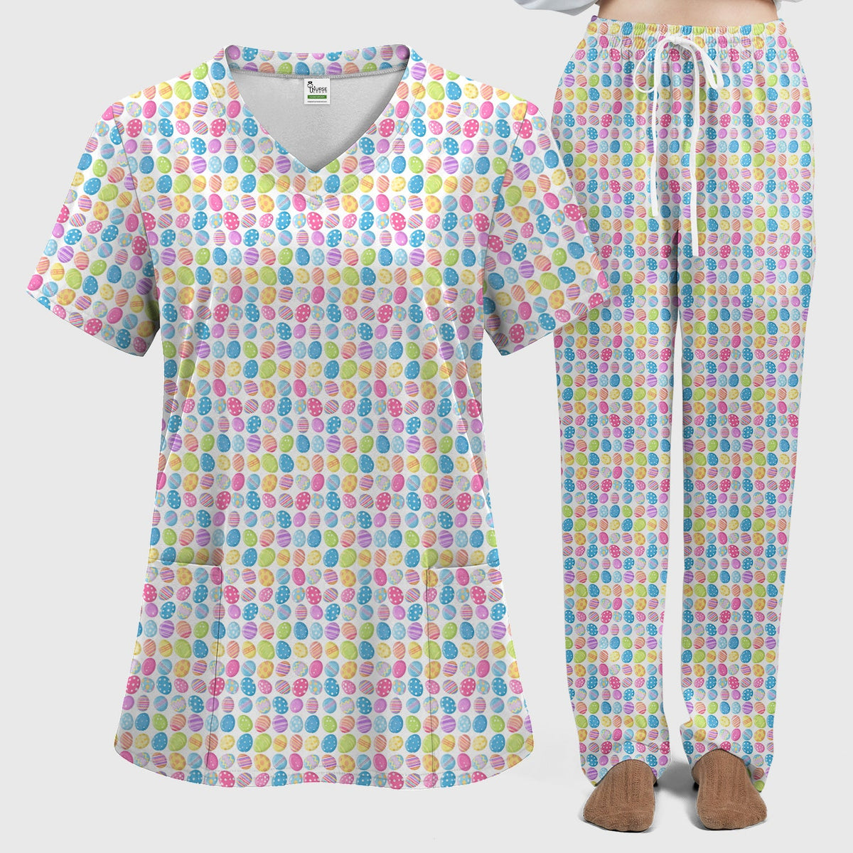 Colorful Easter Eggs Nurse Scrub Set