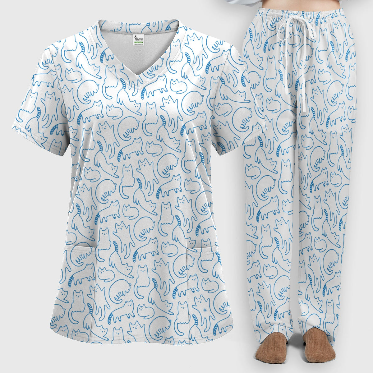 Artistic Cat Nurse Scrub Set