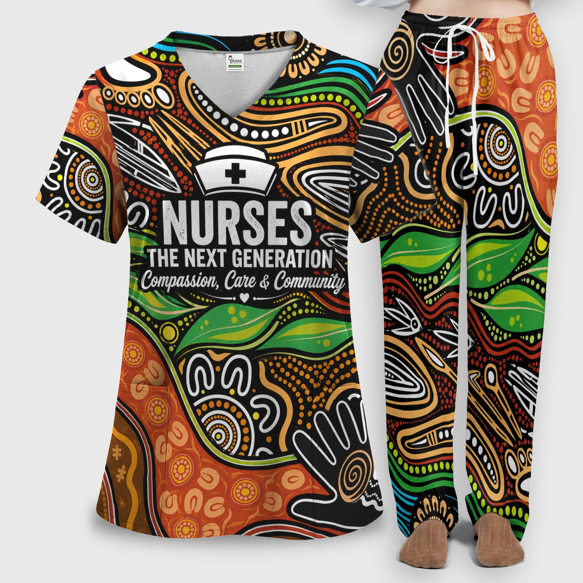 Dot Art Nurse Quote Scrub Set