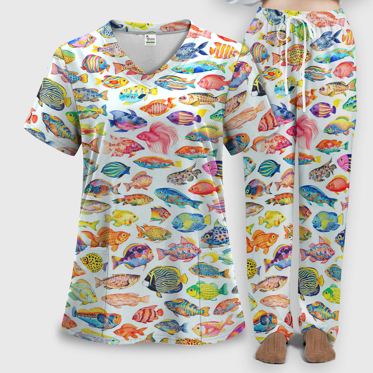Colorful Tropical Fish Nurse Scrub Set