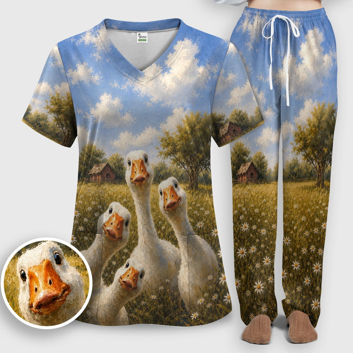 Farmhouse Goose Meadow Nurse Scrub Set