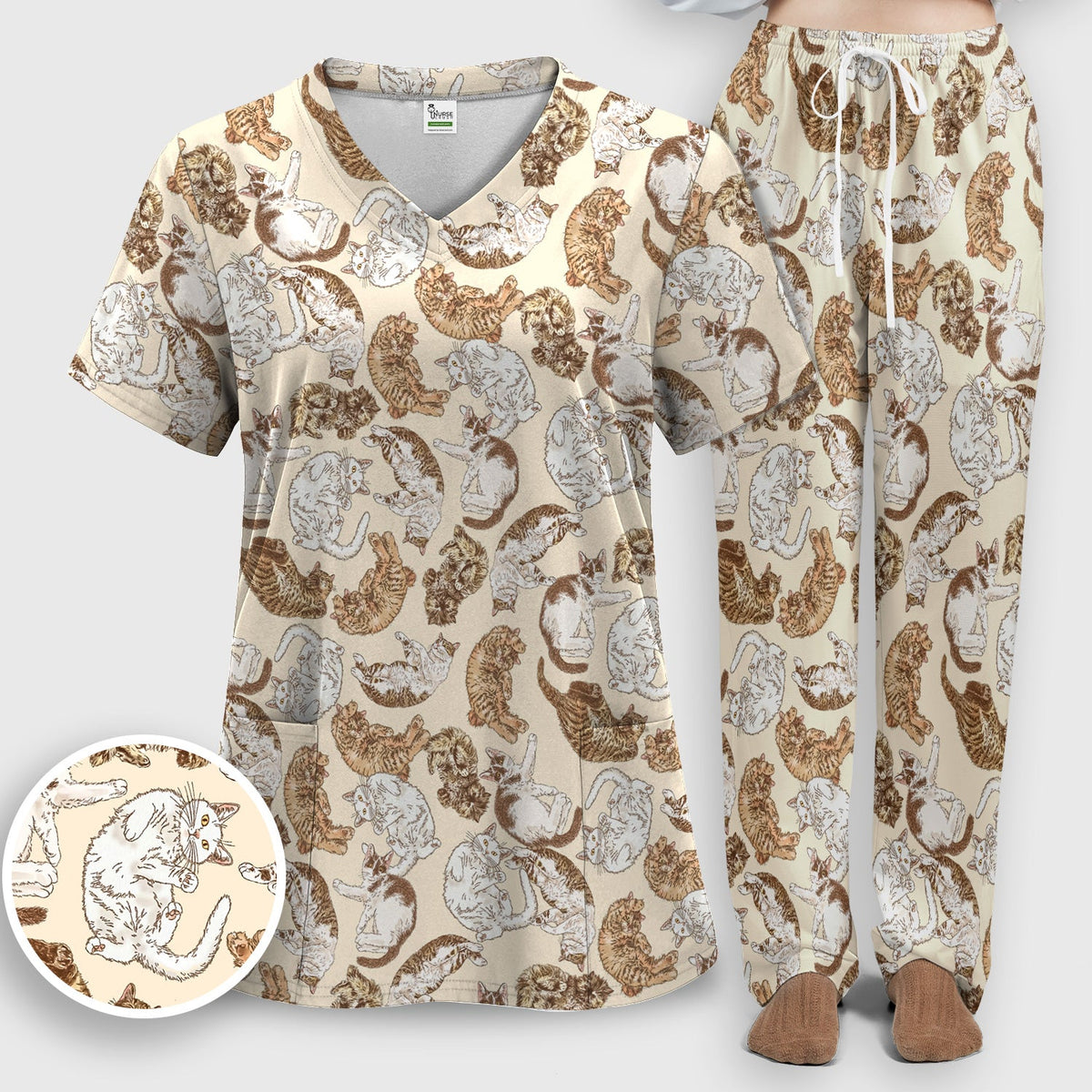 Lazy Cat Nap Nurse Scrub Set