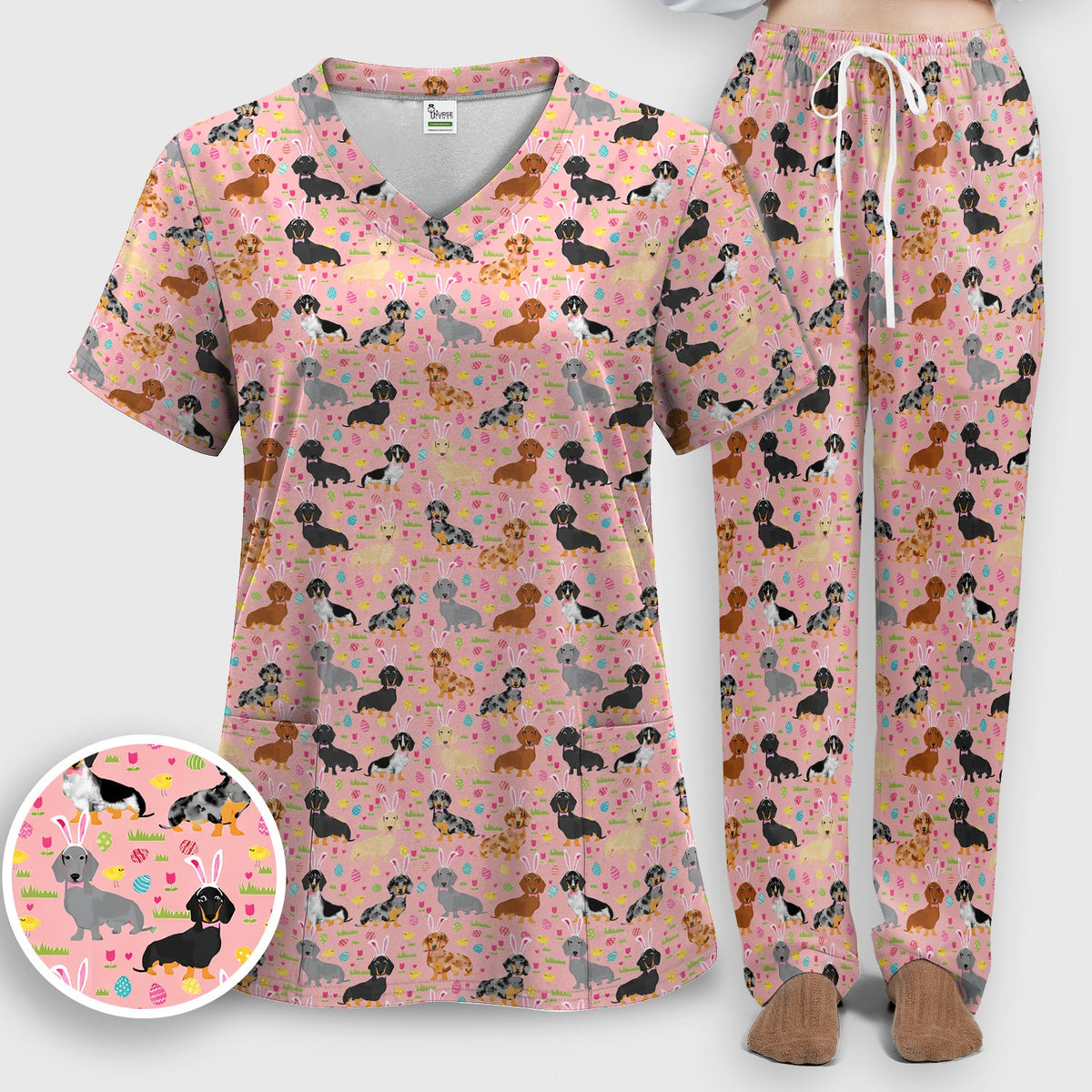 Dachshund Dog Nurse Scrub Set - Easter Gift
