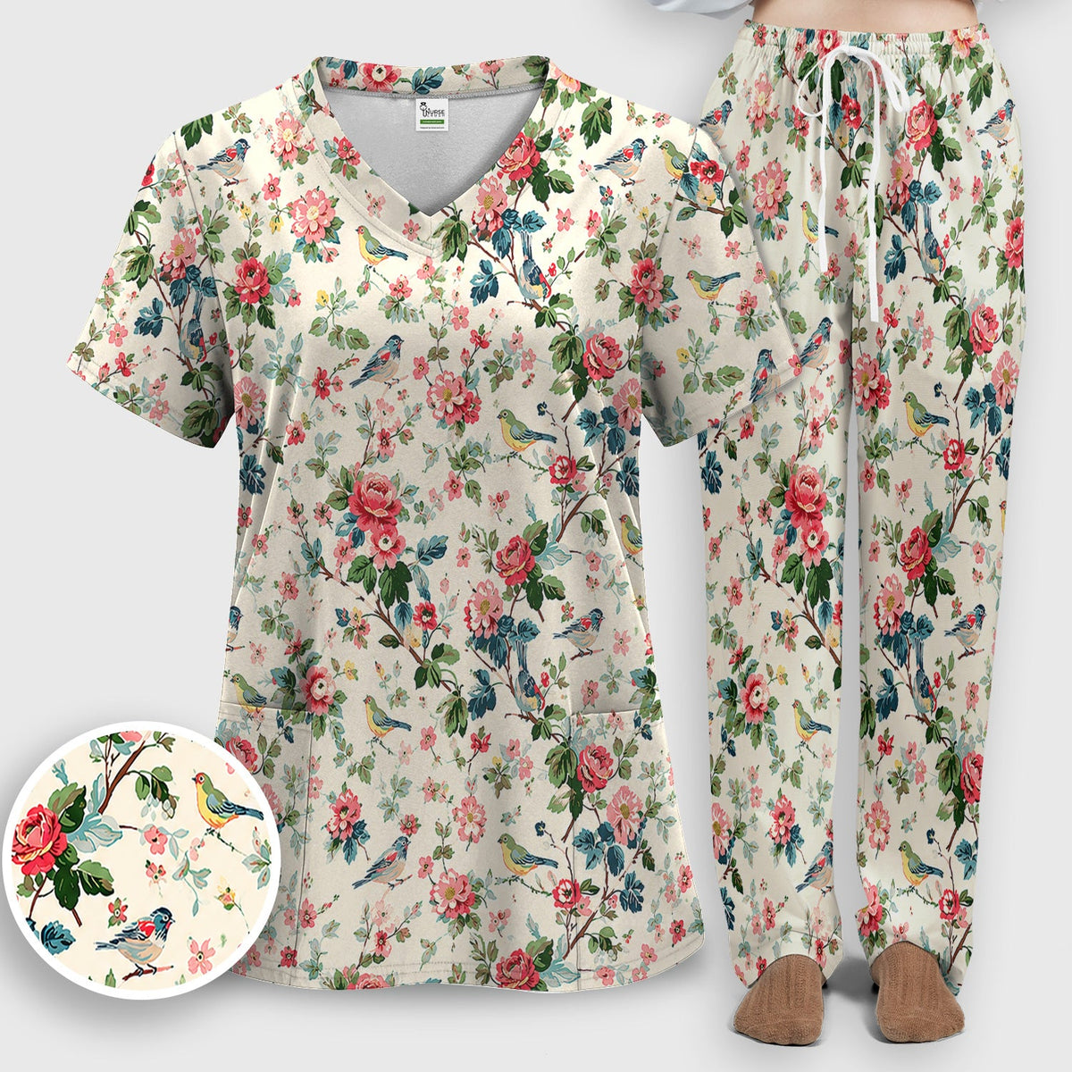 Songbird Rose Garden Nurse Scrub Set