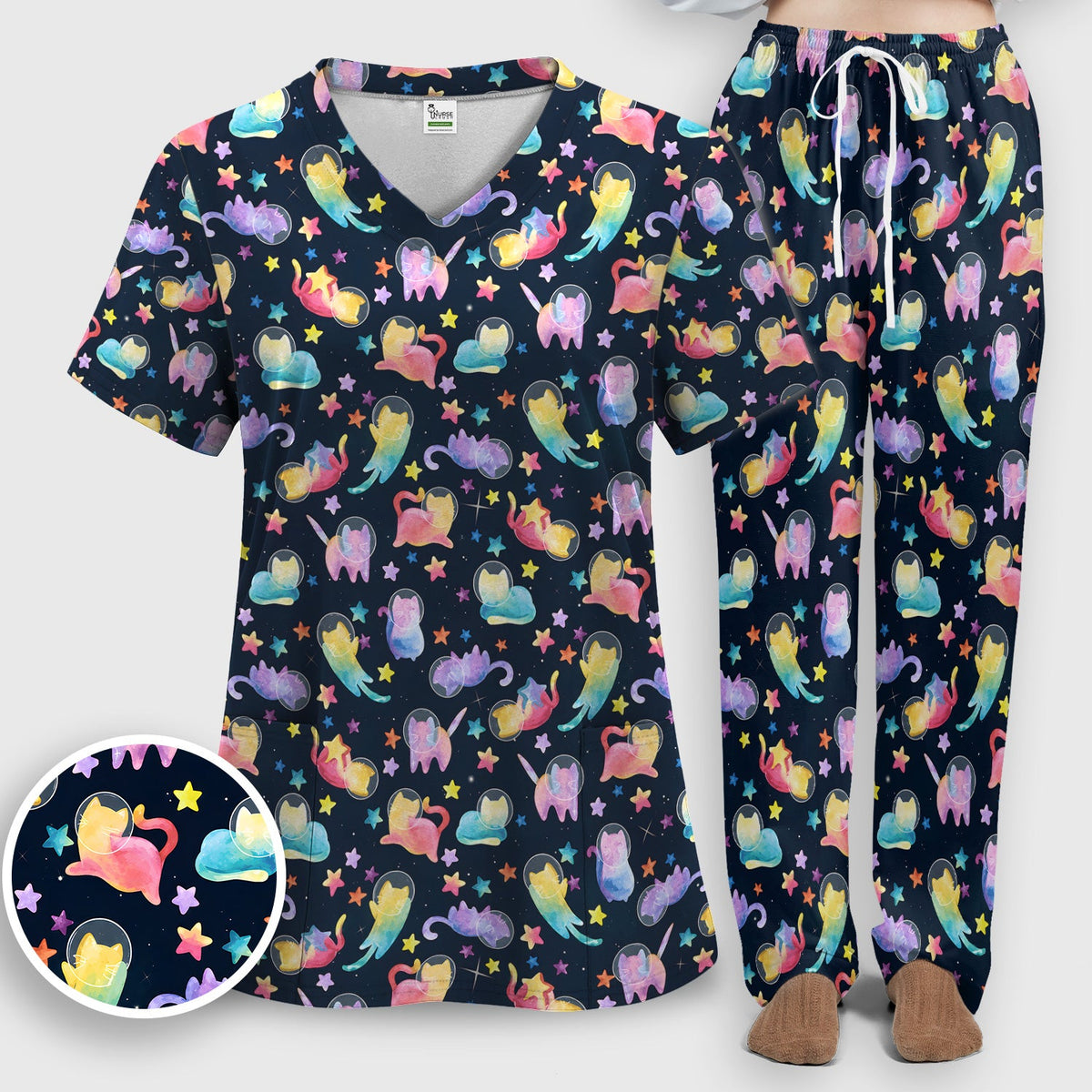 Space Cat Veterinary Nurse Scrub Set