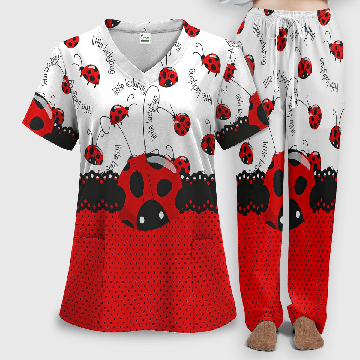 Little Ladybug Polka Dot Nurse Scrub Set