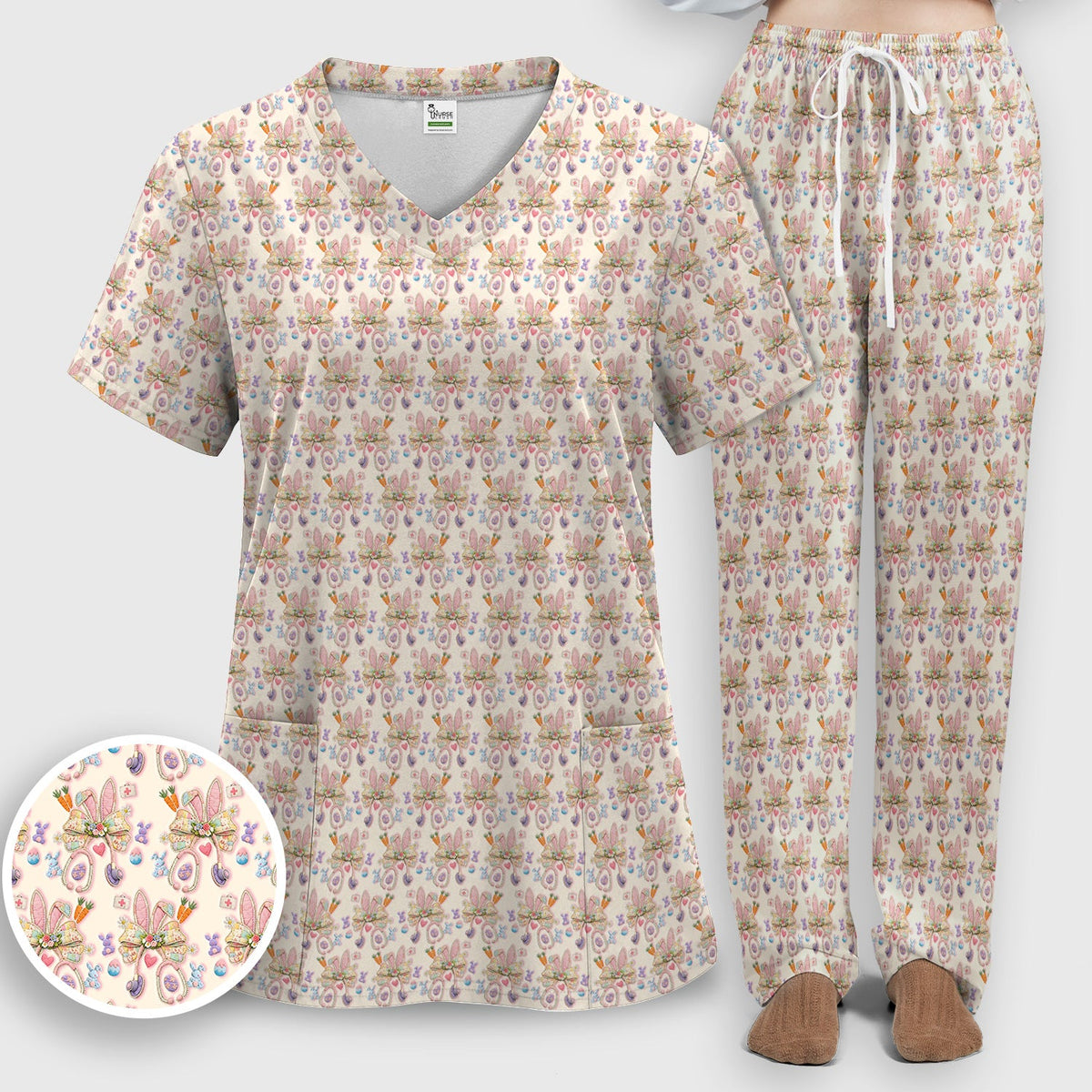 Bunny Stethoscope Nurse Scrub Set - Easter Gift