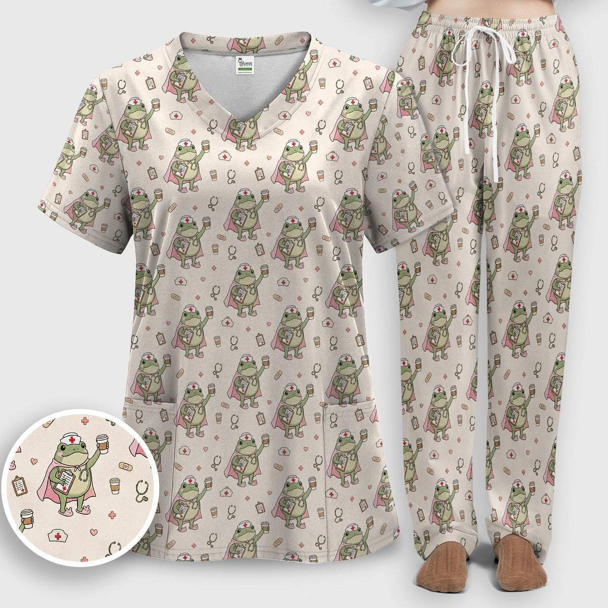 Super Nurse Frog Scrub Set