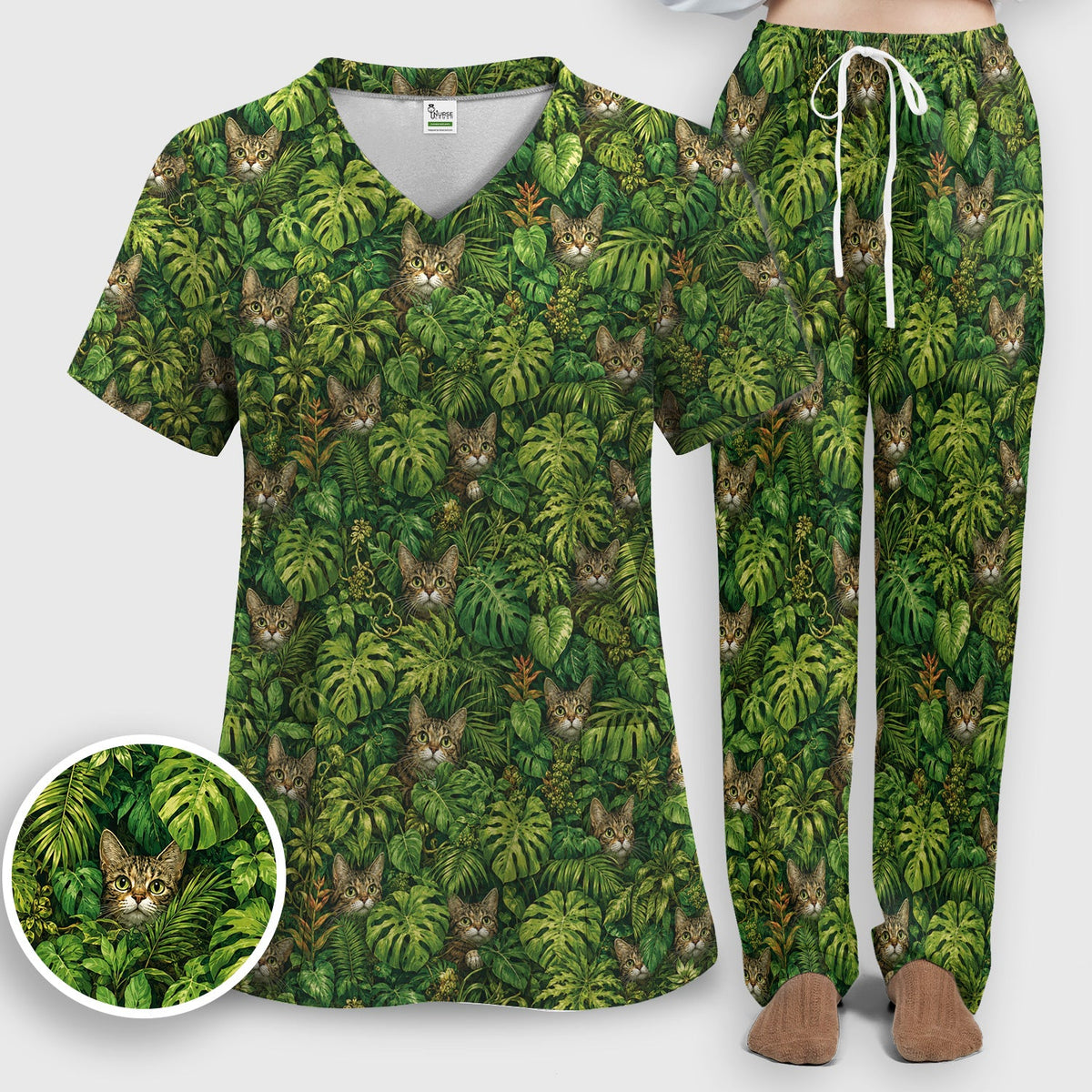 Hidden Jungle Cat Veterinary Nurse Scrub Set