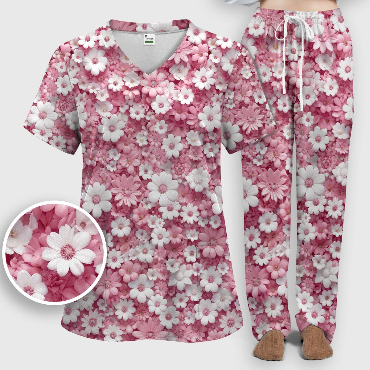 Daisy Flower Bloom Nurse Scrub Set