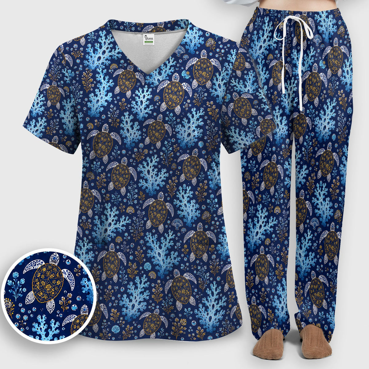 Ocean Turtle Coral Nurse Scrub Set