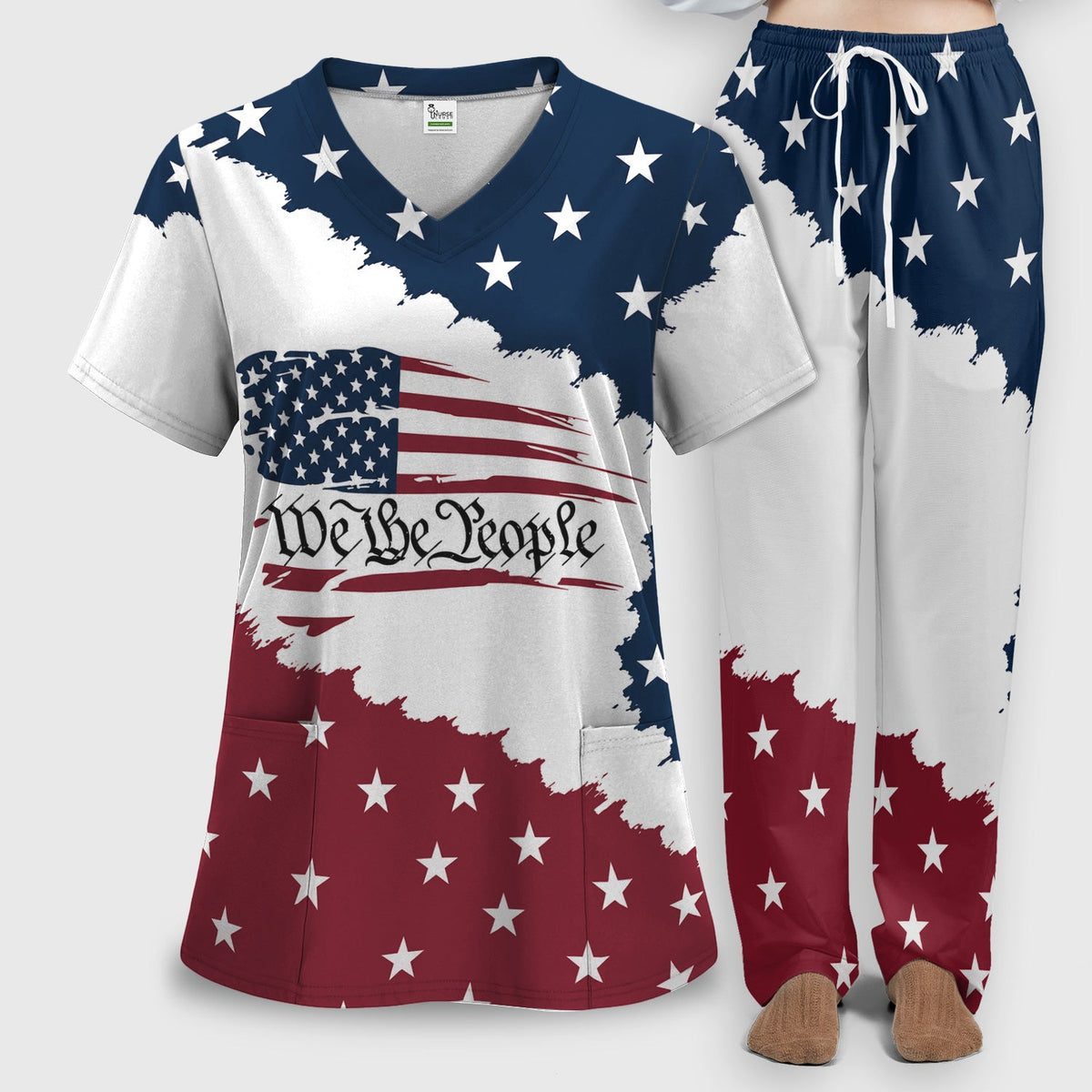 We Be People Flag Nurse Scrub Set