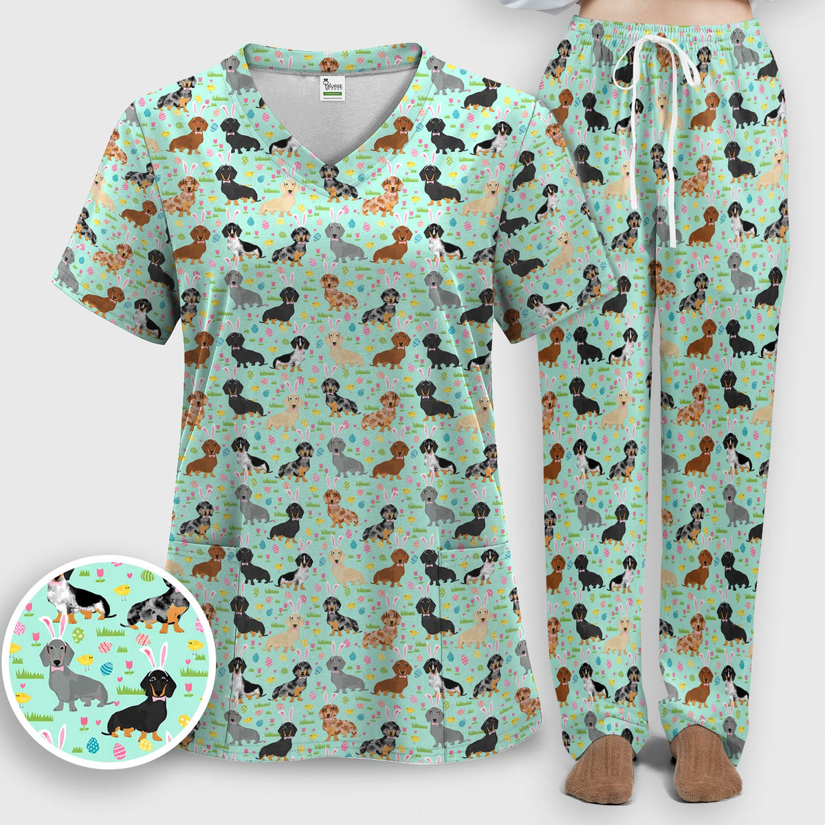 Dachshund Dog Nurse Scrub Set - Easter Gift