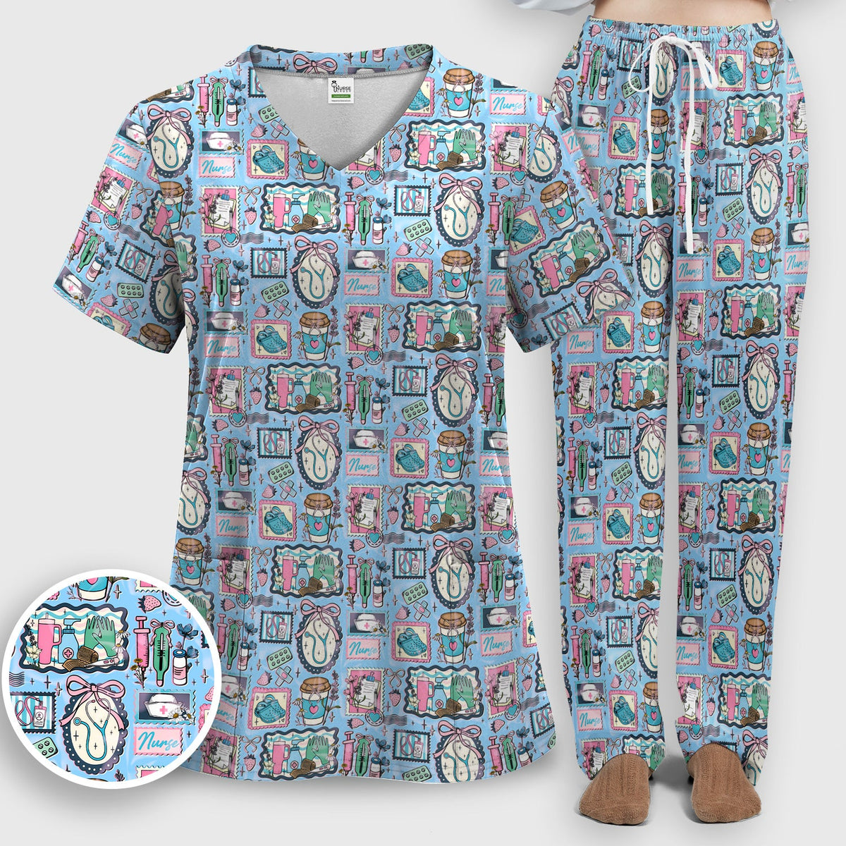 Stethoscope Syringe Frame Nurse Scrub Set